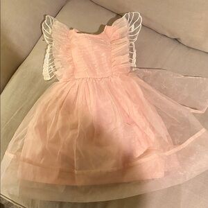 Trish Scully Size 4 - Pink Tulle Party Dress with Butterfly Sleeves